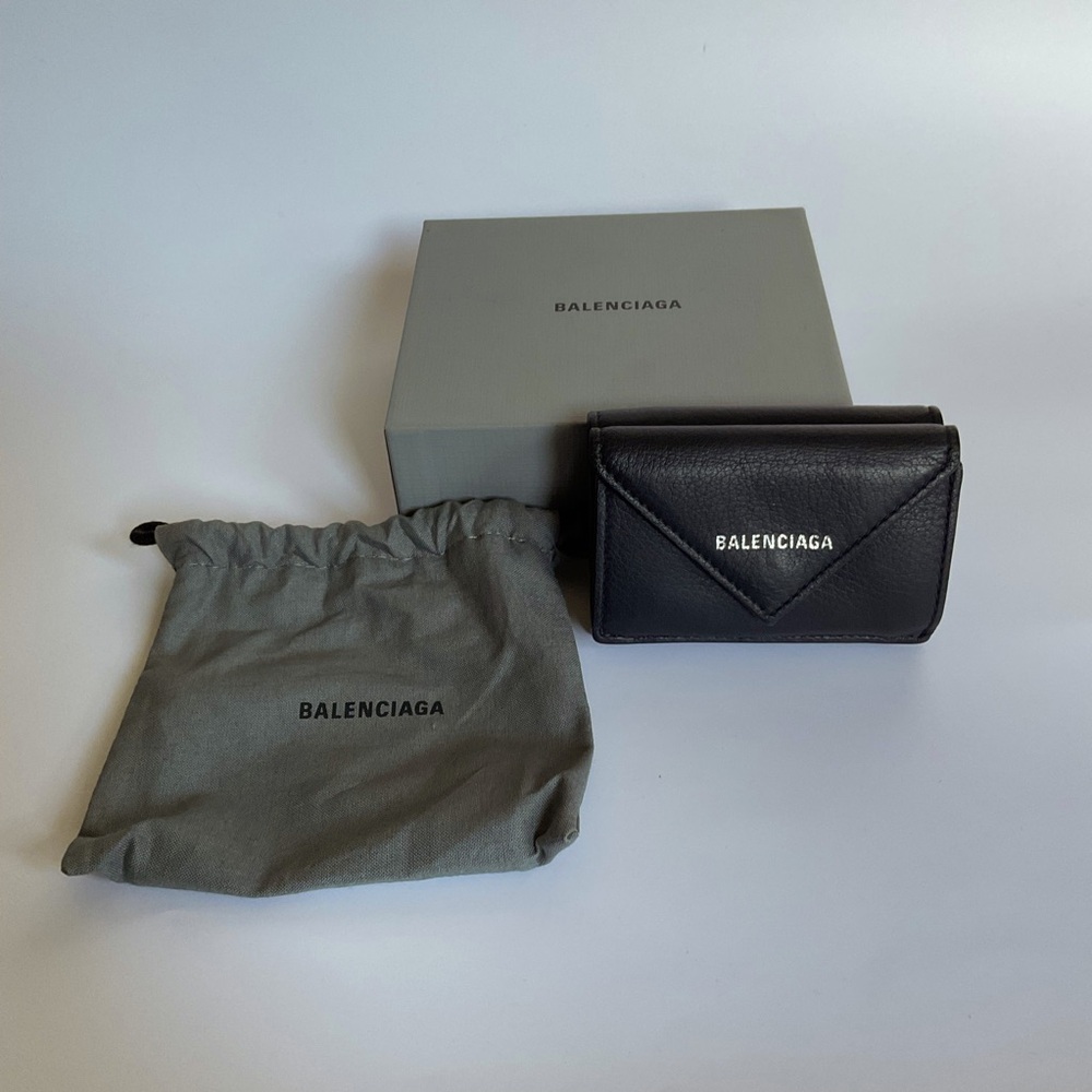Balenciaga Mini Wallet Tri-fold Black Authentic Italy Leather - Picture 11 of 12